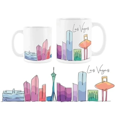 Image of Purely Home Las Vegas Mug Colourful USA Skyline Souvenir Memento White Tea Coffee Gift Present