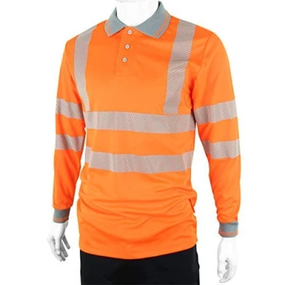 Image of Hi Vis Executive Long Sleeve Polo Orange 4XL
