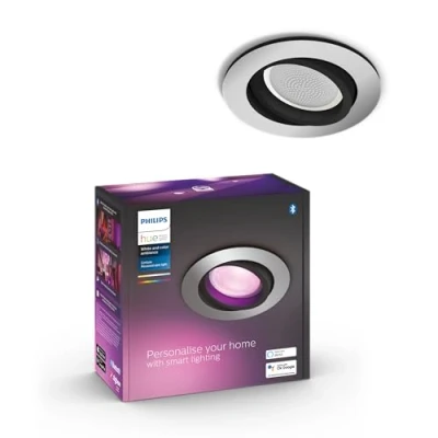 Image of Philips Hue White &amp; Color Ambiance Centura Round downlights 1 Pack, dimmable Ceiling Lights for Lighting System with 16 Million Colours, Intelligent Light Control via Voice and app, Aluminium.