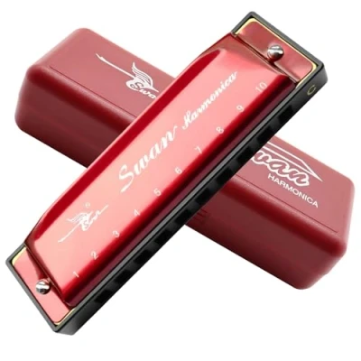 Image of Harmonica Armonica Mouth Organ Blues Key of C 10 Hole 20 Tone Polyphony Diatonic Harp for Folk Jazz Pop Music Instrument Gift