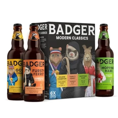 Image of Badger Beers Modern Classics Mixed beer Multipack Golden Ale, Amber Ale &amp; Pale Gift Box of 6 x 500ml bottles