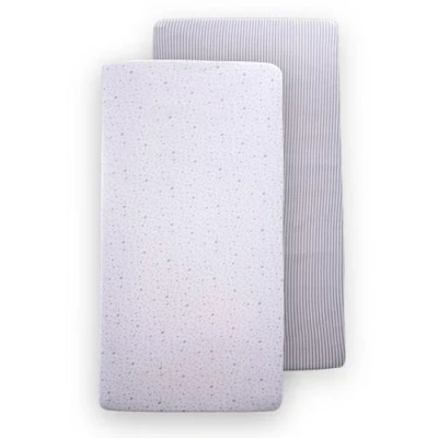 Image of Clair de Lune 2 Pack Fitted Jersey Cotton Cot Bed Sheets 70 x 140 cm (Stars &amp; Stripes)
