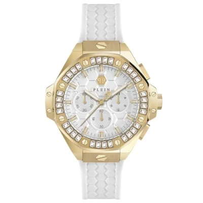 Image of Philipp Plein Chrono Royal Unisex&#039;s White Watch PWPSA0624 Silicone One Size