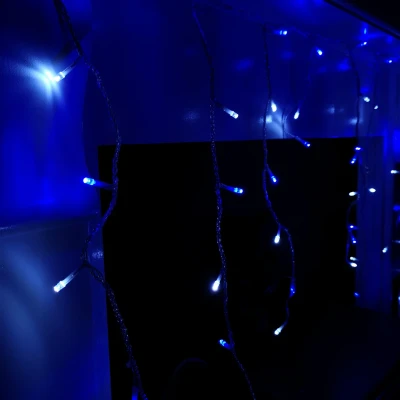 Image of 360 LED 8.8m Premier Snowing Iciclebrights Indoor Outdoor Multifunction Christmas Icicle Lights on Clear Cable with Timer in Blue &amp; White