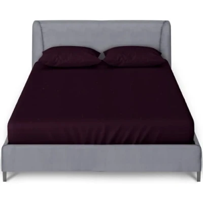 Image of Comfy King Fitted Sheet, Wrinkle Free Plain Bedding Percale Bedsheet, Polycotton Size Sheets, Berry