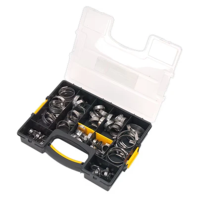Image of Sealey Hose Clip Assortment 90pc Stainless Steel Ø10 57mm