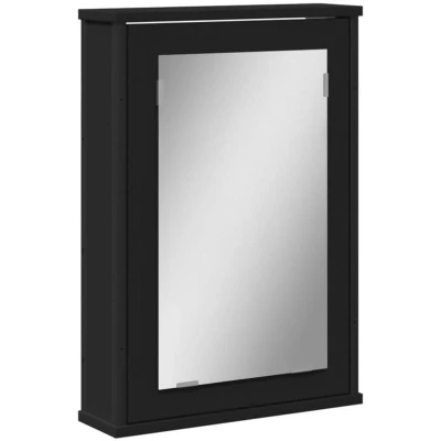 Image of vidaXL Bathroom Mirror Cabinet, Cabinet with Storage Space, Wall for Bathroom, Mirror, Black Wood Material