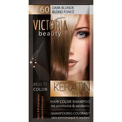 Image of Victoria Beauty Keratin Therapy Hair Colour Shampoo Temporary Dye, Lasts 4 8 washes, Ammonia and Oxidant Free, Pack of 6x40 ml (Dark Blonde)