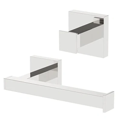 Image of Architeckt Saturn Range Square Chrome Bathroom Accessories (Robe Hook &amp; Toilet Roll Holder)