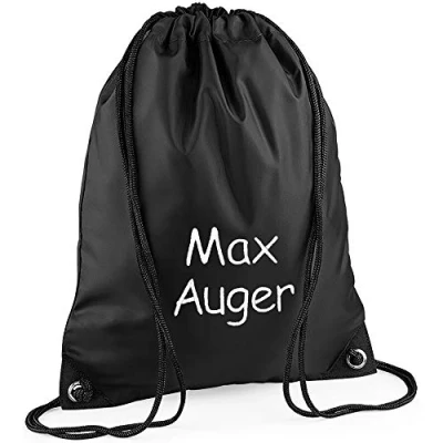 Image of Personalised Embroidered Name School Sports PE Drawstring Gym &amp; Swimming Bag (Black)