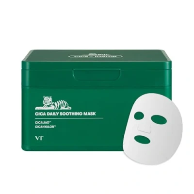 Image of VT COSMETICS CICA Daily Soothing Mask 30 Sheets, Centella Asiatica &amp; Hyaluronic Acid for Moisturizing Hydrating, Instant Calm Glow, Skin Softening Facial Mask, Korean Face