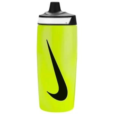 Image of Nike Unisex Adult Refuel Bottle Grip 18 oz Water Bottle, Volt/Black/Black, 532 ml