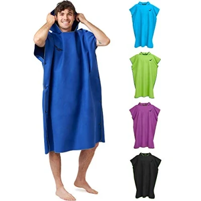 Image of Fit Flip Poncho Towel Microfibre Changing Robe Adult Towelling Swim and Surf Quick Dry Hooded for Men Women size M, Darkblue Gray