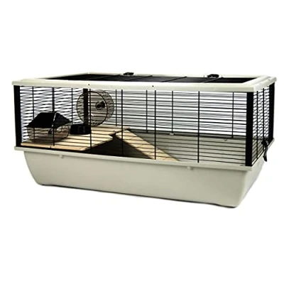 Image of Little Friends Langham Tall Rat and Hamster Cage with Two Floors, 77 x 47 58 cm, Silver/ Black