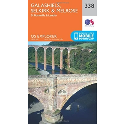 Image of Galashiels, Selkirk &amp; Melrose Map St Boswell’s Lauder Ordnance Survey OS Explorer 338 Scotland Walks Hiking Maps Adventure