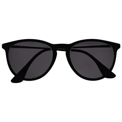 Image of OPULIZE Jet Sunreading Glasses Stylish Large Designer Frame Scratch Resistant Tinted Lens UV400 Protection Black Rubberized Silver Arms Tips Mens Womens S96 1 +1.50