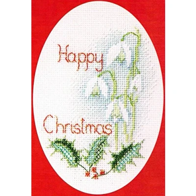 Image of Derwentwater Designs Snowdrops Christmas Card Cross Stitch Kit