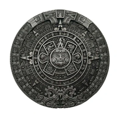 Image of YONE Xwest Mayan Aztec Calendar Belt Buckle Grey