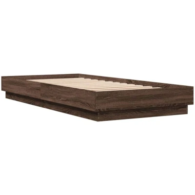 Image of vidaXL Bed Frame without Mattress Brown Oak 100x200 cm Engineered Wood