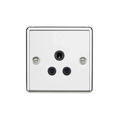 Image of KnightsBridge 5A Unswitched Socket Rounded Edge Polished Chrome Finish with Black Insert