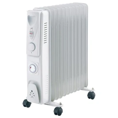 Image of Neo 2500W 11 Fin Electric Oil Filled Radiator 3 Heat Settings Adjustable Thermostat and Timer Home Office (White)
