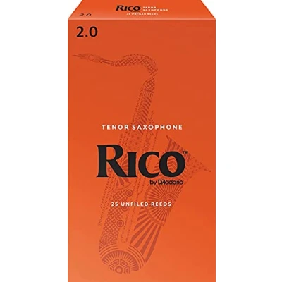 Image of D’Addario Woodwinds Rico Tenor Sax Reeds Saxophone Crafted for Beginners, Students, Educators Strength 2.0, Pack of 25