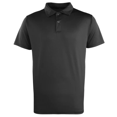 Image of Premier Unisex Coolchecker Studded Plain Polo Shirt (Black) Size 3XL