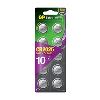 Image of GP CR2025 3V Lithium Coin Cell Batteries 10 Pack Flat Battery for Car Key/Key Fob Audi Mercedes Nissan DL2025 2025 also suitable scales/toys/heartrate monitor etc