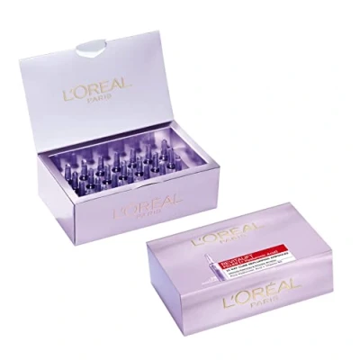 Image of L&#039;Oreal Paris Revitalift Filler Hyaluronic Acid Ampoules Bumper Pack of Concentrated Serum to Transform Skin, Purple, 1.3 ml (Pack 28)