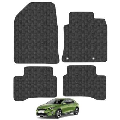 Image of 5mm Rubber Car Mats Compatible With Kia X Ceed PHEV (2022+) Tailored Fit Floor Set Accessory Custom Anti Slip Backing Heavy Duty Waterproof Easy Clean Durable All Weather Full Coverage
