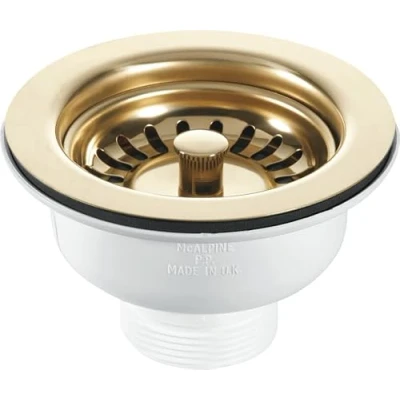 Image of McAlpine 1 1/2� Basket Strainer Waste Stemball Plug PVD (Gold) BSWPVD
