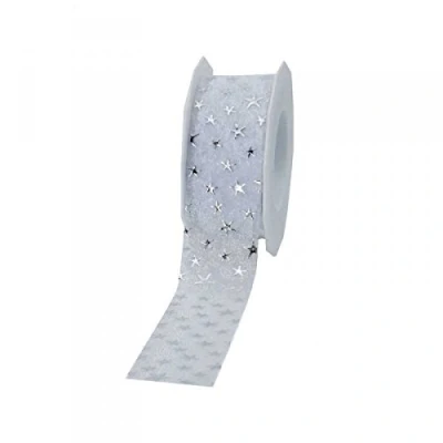 Image of Präsent Canada Printed Organza Ribbon White 20 m Roll 40 mm width