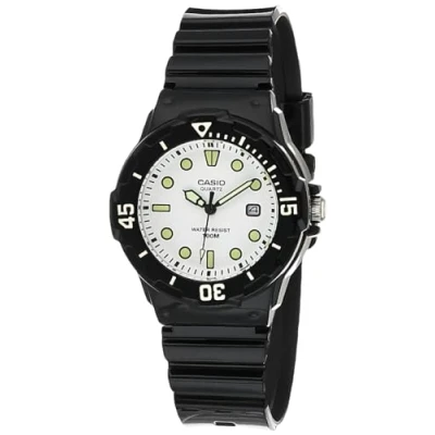 Image of Casio LRW 200H 7E1 Ladies&#039; Quartz Analogue Watch Black Resin Strap