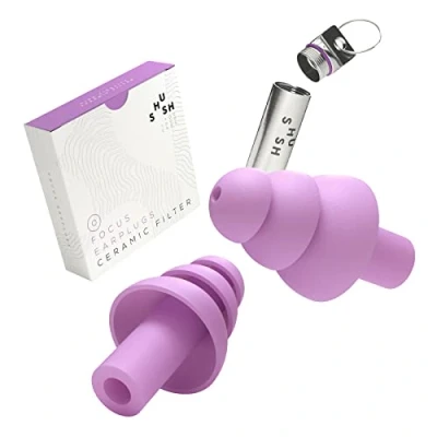 Image of Shush Focus Earplugs Less Distraction Better Concentration Increase Productivity High Fidelity Ceramic Filter (SNR 24 dB) Reusable Over 365x