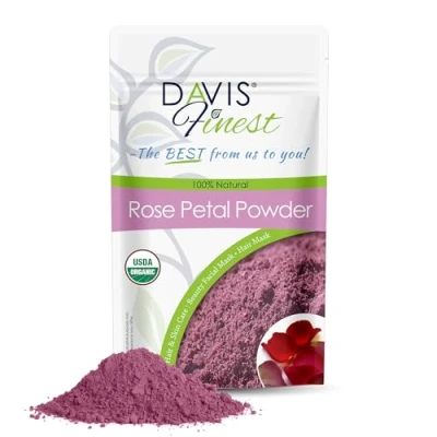 Image of Davis Finest Rose Petal Powder for Hair &amp; Skin, Pure Natural Beauty Facial Mask Face Pack, Skin Brightening 100g