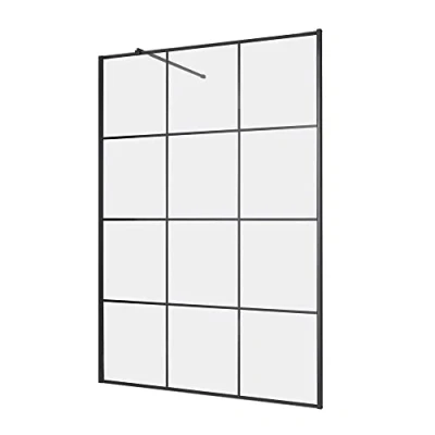 Image of Milano Barq Black Grid Reversible Shower Enclosure Screen 900mm