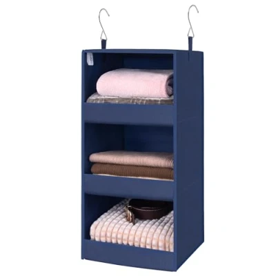 Image of GRANNY SAYS Hanging Storage, Pack of 1 Foldable Wardrobe Organiser Children, 3 Tier Shelves for Wardrobe, Clothes Storage Short, Fabric Baby, Navy