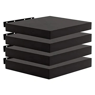 Image of WOLTU 4 Pcs Floating Shelf Black Wooden Wall Storage Display 40cm Long RG9372sz
