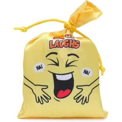 Image of Bag of Laughs Hilarious Squeeze Toy with Laughing Sounds Novelty Fun Gift, Party Filler, Stocking Filler Orange or Yellow (Yellow)