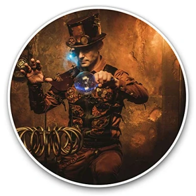 Image of Vinyl Stickers (Set of 2) 10cm Steampunk Magician Magic Decals for Laptops,Tablets,Luggage,Scrap Booking,Fridges, 14534