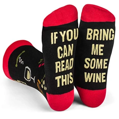 Image of Lavley If You Can Read This Bring Me Novelty Socks Funny Dress For Men and Women (Wine)