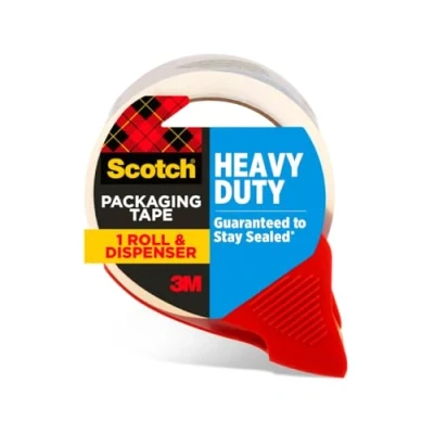 Image of 3M Scotch Heavy Duty Packaging Tape with Refillable Dispenser38.2 Yards, Acrylic, Multicoloured