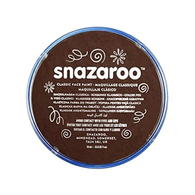 Image of Snazaroo Classic Face and Body Paint for Kids Adults, Dark Brown Colour, Water Based, Easily Washable, Non Toxic, Makeup, Painting Parties, Ages 3+