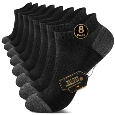 Image of YouShow Running Socks Women Size 6 8 UK Black Trainer Mens 11 Cotton Athletic Ankle Sock Sports for Anti Blister Moisture Wicking Gym Tennis Cycling Pairs