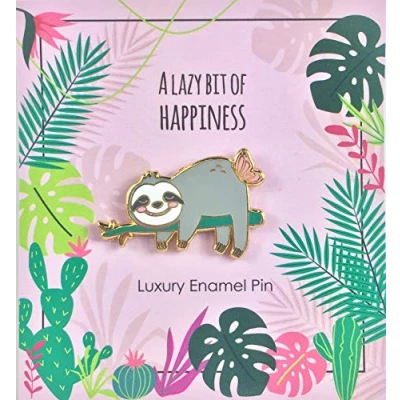 Image of Sloth Pin Don&#039;t Hurry, Be Happy Badge Funny Small Gift Idea Not Just for Kids