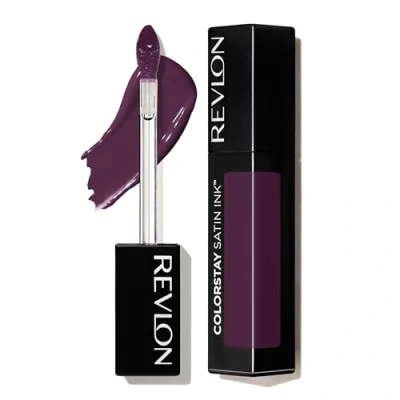 Image of Revlon ColorStay Satin Ink Liquid Lipstick, Longwear Rich Lip Colors, Formulated with Black Currant Seed Oil, 023 Up All Night .