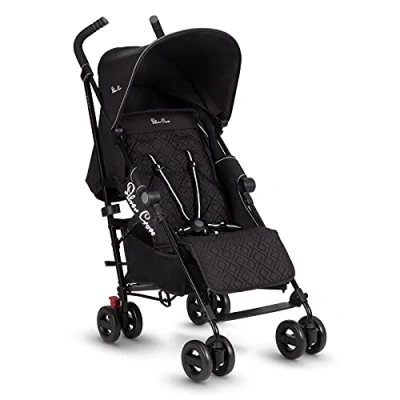 Image of Silver Cross Zest Stroller, Compact and Lightweight Fully Reclining Baby To Toddler Pushchair Black (New)