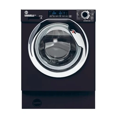 Image of Hoover H WASH/DRY HBDOS 695TAMCBE 80 Integrated Washer Dryer, 9Kg Wash+5Kg Dry, 1600 Rpm, 12 Programmes, 3 Drying Levels, Black with Chrome door