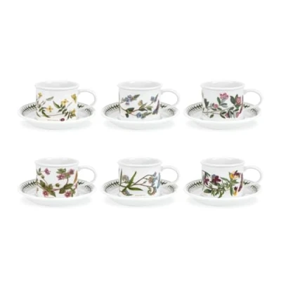 Image of Portmeirion Botanic Garden Drum Shape Teacup, 0.2L, Set of 6 various motifs