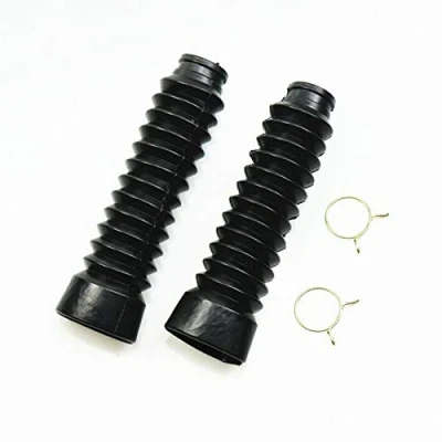 Image of Black Motorcycle 31mm Front Fork Rubber Shock Dust Jacket Cover Boots for Suzuki GN125 Yamaha Cafe Racer Old School Vintage Retro Bike Custom